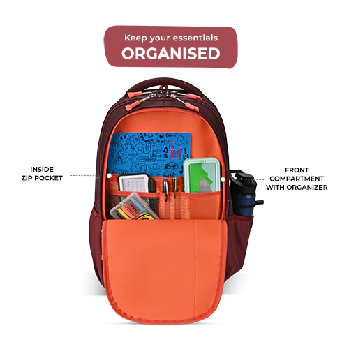 Fiction 2 Backpack 17 Inch (Maroon-Orange) - Image 4