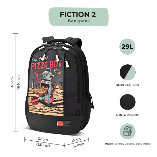 Fiction 2 Backpack 17 Inch (Black-Mint) - Image 3