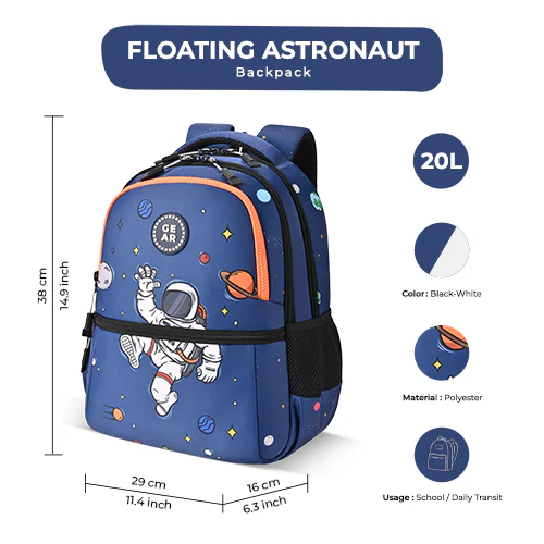 Floating Astronaut Backpack 15 Inch (Navy-Orange) - Image 2