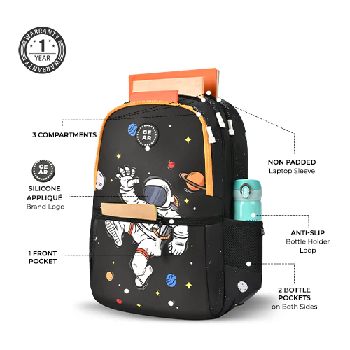 Floating Astronaut Backpack 17 Inch (Black-Yellow) - Image 4