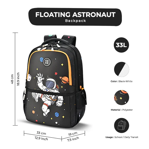 Floating Astronaut Backpack 19 Inch (Black-Yellow) - Image 2