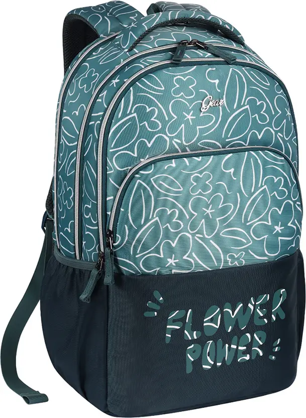 Flower Power Backpack 19″ Girls (Green Teal) - Image 8