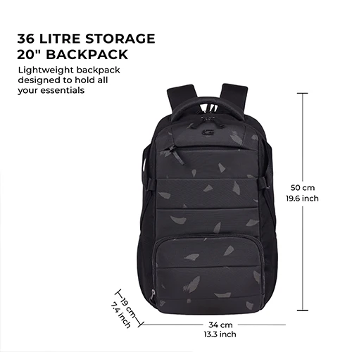 Gear Aspire 3 19"/35L Faux Leather Large Water Resistant Laptop Backpack | Casual Backpack | Daypack | Travel Backpack | College Bag For Men/Women(Black-Grey) - Image 3