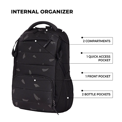 Gear Aspire 3 19"/35L Faux Leather Large Water Resistant Laptop Backpack | Casual Backpack | Daypack | Travel Backpack | College Bag For Men/Women(Black-Grey) - Image 4