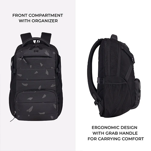Gear Aspire 3 19"/35L Faux Leather Large Water Resistant Laptop Backpack | Casual Backpack | Daypack | Travel Backpack | College Bag For Men/Women(Black-Grey) - Image 5
