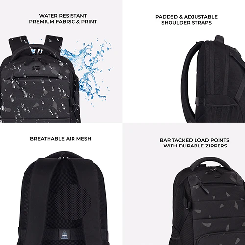 Gear Aspire 3 19"/35L Faux Leather Large Water Resistant Laptop Backpack | Casual Backpack | Daypack | Travel Backpack | College Bag For Men/Women(Black-Grey) - Image 8