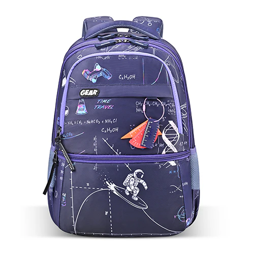 Gear Astro Calculus 17"/30L Large Water Resistant School Bag | Casual Backpack | Daypack | Travel Backpack | Kids Bag for Boys/Girls (Purple - Orange)