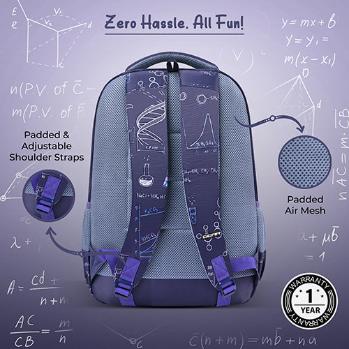 Gear Astro Calculus 17"/30L Large Water Resistant School Bag | Casual Backpack | Daypack | Travel Backpack | Kids Bag for Boys/Girls (Purple - Orange) - Image 4