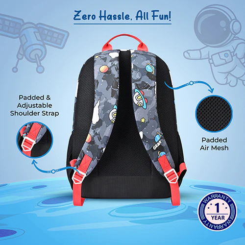 Gear Astro Kid 15"/20L Small Water Resistant School Bag | Casual Backpack | Daypack | Travel Backpack | Kids Bag for Boys/Girls (Black - Red) - Image 5