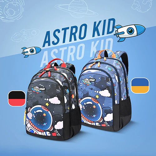 Gear Astro Kid 17"/23.5L Medium Water Resistant School Bag | Casual Backpack | Daypack | Travel Backpack | Kids Bag for Boys/Girls (Black - Red) - Image 4
