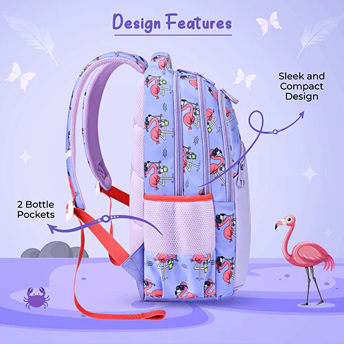 Gear Flamingo 15"/21L Medium Water Resistant School Bag | Casual Backpack | Daypack | Travel Backpack | Kids Bag for Boys/Girls (Purple - Pink) - Image 9