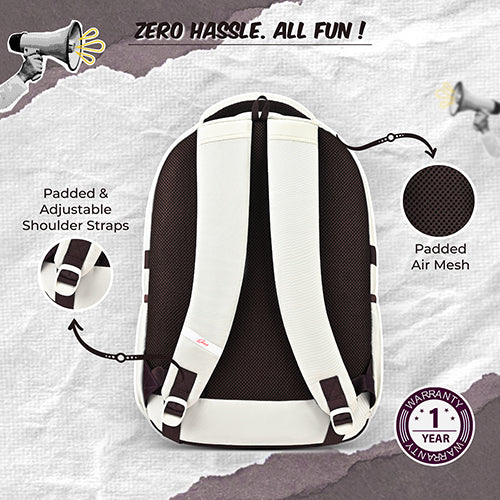 Gear Elegant 19"/35L Large Water Resistant School Bag | Casual Backpack | Daypack | Travel Backpack | Kids Bag for Boys/Girls (Cream - Brown) - Image 3