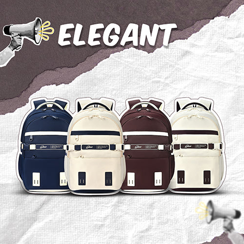 Gear Elegant 19"/35L Large Water Resistant School Bag | Casual Backpack | Daypack | Travel Backpack | Kids Bag for Boys/Girls (Cream - Brown) - Image 9
