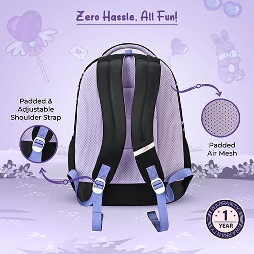 Gear BFF 17"/27L Large Water Resistant School Bag | Casual Backpack | Daypack | Travel Backpack | Kids Bag for Boys/Girls (Black - Pink) - Image 9
