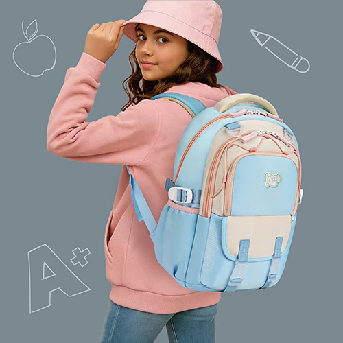 Gear Cupcake 16"/25L Medium Water Resistant School Bag | Casual Backpack | Daypack | Travel Backpack | Kids Bag for Boys/Girls (Blue - Cream) - Image 2
