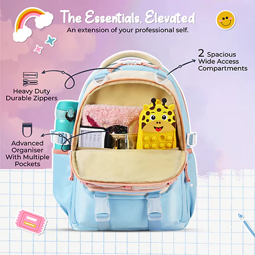 Gear Cupcake 16"/25L Medium Water Resistant School Bag | Casual Backpack | Daypack | Travel Backpack | Kids Bag for Boys/Girls (Blue - Cream) - Image 6
