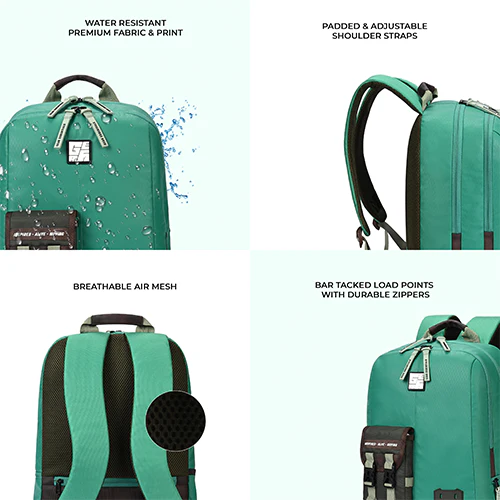 Hipster 31L anti theft water resistant backpack (Green-Brown) - Image 10