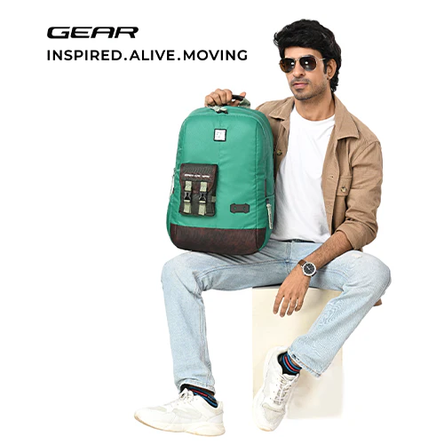 Hipster 31L anti theft water resistant backpack (Green-Brown) - Image 11