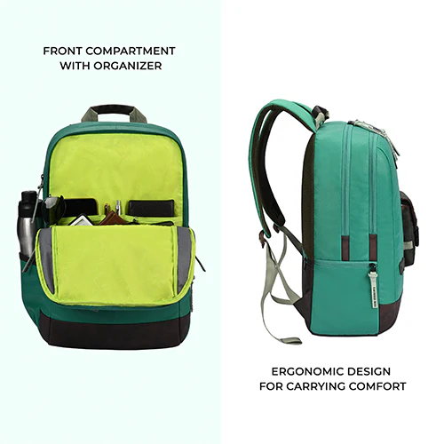 Hipster 31L anti theft water resistant backpack (Green-Brown) - Image 12