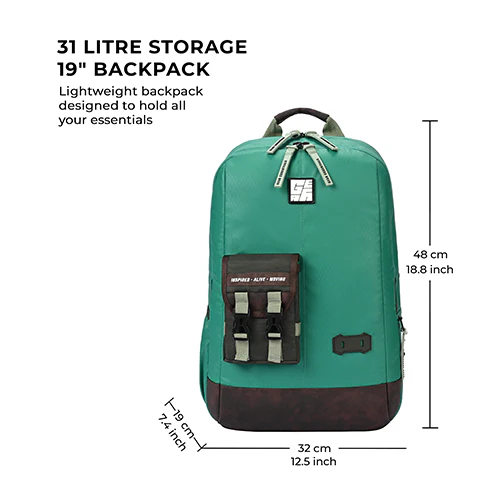 Hipster 31L anti theft water resistant backpack (Green-Brown) - Image 6