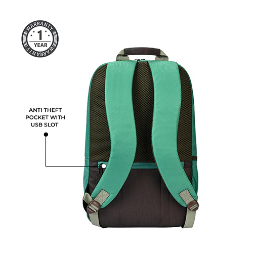 Hipster 31L anti theft water resistant backpack (Green-Brown) - Image 8