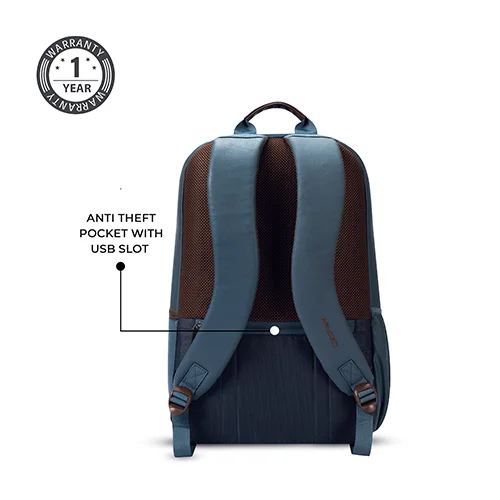 Gear Classic 6 18"/31L Antitheft Large Faux Leather Water Resistant Laptop backpack/Laptop backpack/Casual Backpack/Daypack/Travel Backpack/College Bag For Men/Women(Teal-Brown) - Image 11