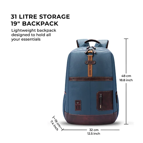 Gear Classic 6 18"/31L Antitheft Large Faux Leather Water Resistant Laptop backpack/Laptop backpack/Casual Backpack/Daypack/Travel Backpack/College Bag For Men/Women(Teal-Brown) - Image 6