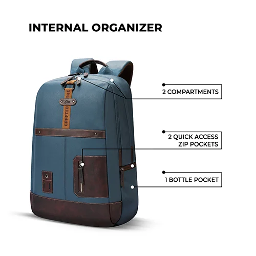 Gear Classic 6 18"/31L Antitheft Large Faux Leather Water Resistant Laptop backpack/Laptop backpack/Casual Backpack/Daypack/Travel Backpack/College Bag For Men/Women(Teal-Brown) - Image 7