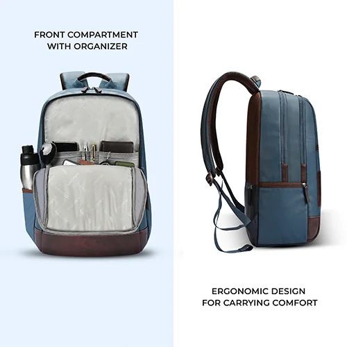 Gear Classic 6 18"/31L Antitheft Large Faux Leather Water Resistant Laptop backpack/Laptop backpack/Casual Backpack/Daypack/Travel Backpack/College Bag For Men/Women(Teal-Brown) - Image 8