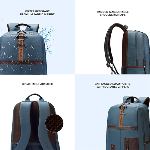 Gear Classic 6 18"/31L Antitheft Large Faux Leather Water Resistant Laptop backpack/Laptop backpack/Casual Backpack/Daypack/Travel Backpack/College Bag For Men/Women(Teal-Brown) - Image 9