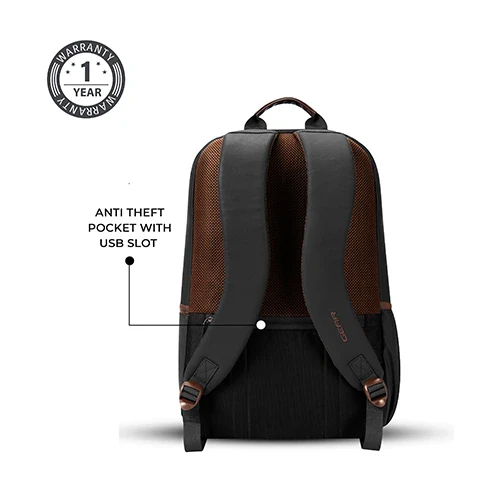 Gear Classic 6 18"/31L Antitheft Large Faux Leather Water Resistant Laptop backpack/Laptop backpack/Casual Backpack/Daypack/Travel Backpack/College Bag For Men/Women(Black-Brown) - Image 10