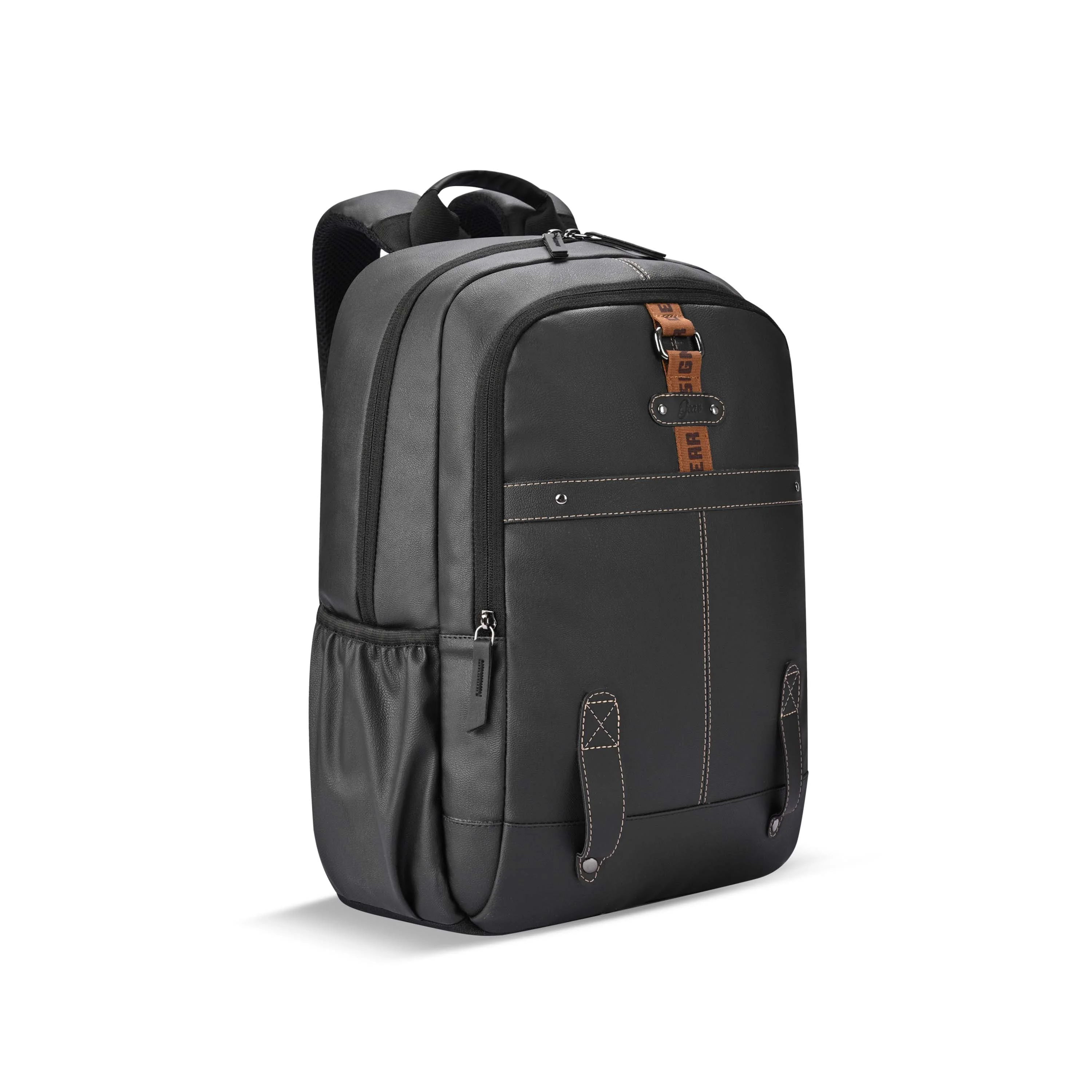 Gear Classic 4 Faux Leather (Without Anti Theft) 16"/20L Medium Water Resistant Laptop Backpack/Casual Backpack/Daypack/Travel Backpack/College Bag For Men/Women(Black - Black) - Image 2