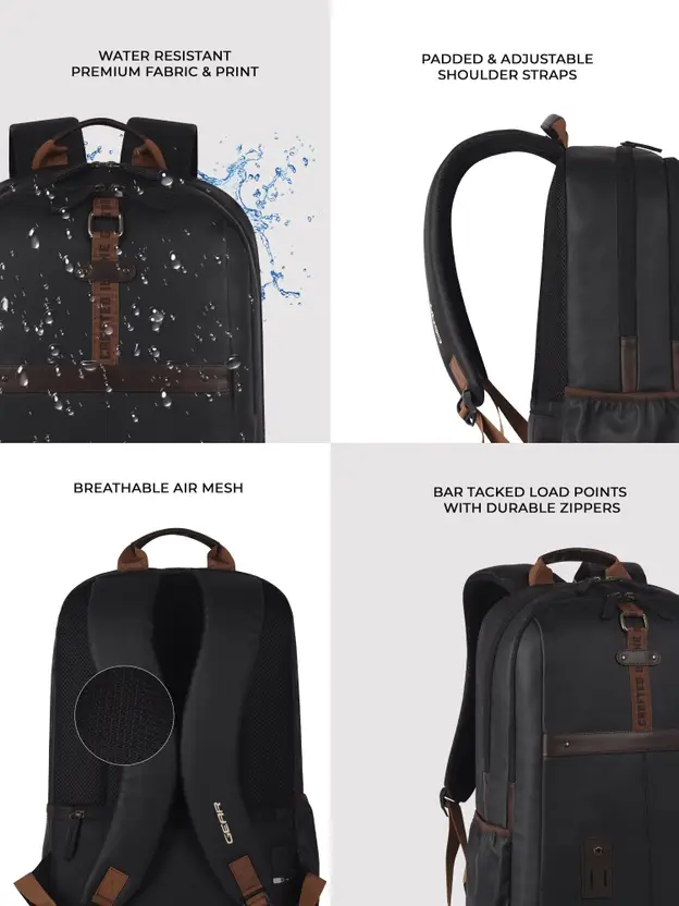 Gear Classic Anti Theft Faux Leather 31L (Black-Brown) - Image 7