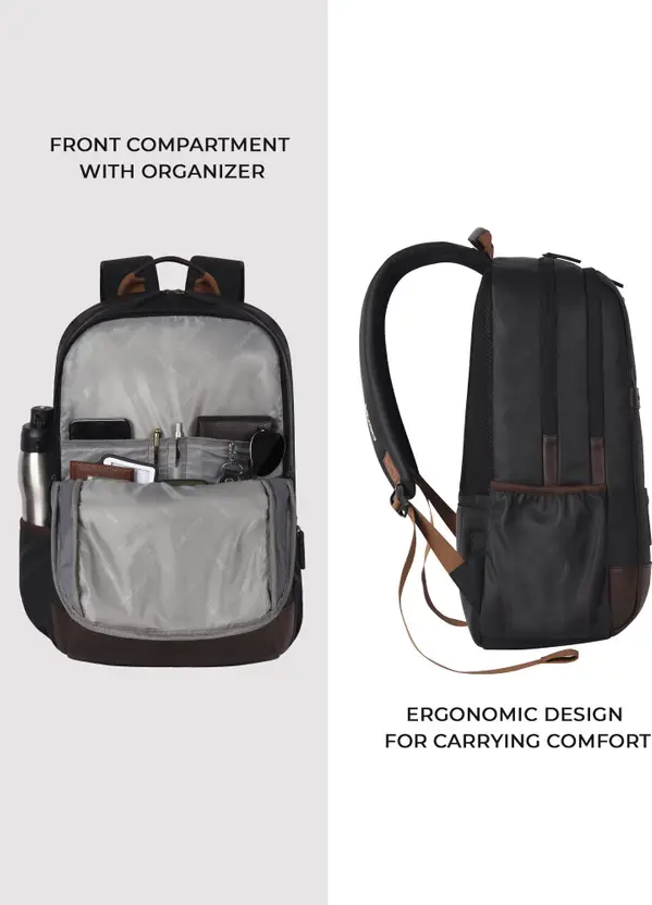 Gear Classic Anti Theft Faux Leather 31L (Black-Brown) - Image 8