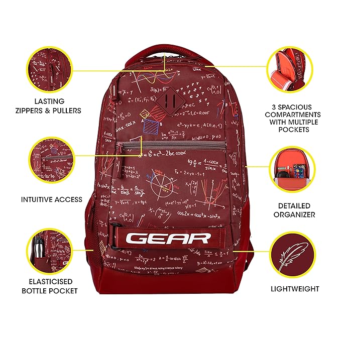 Gear Calculus 34L Backpack With Raincover (Maroon) - Image 6