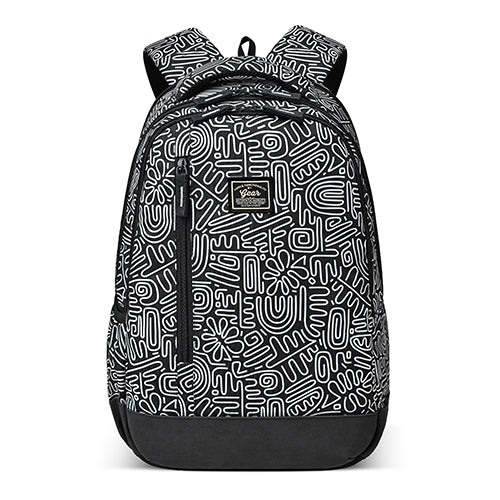 Gear Crafty Doodle 18"/32L Large Water Resistant School Bag | Casual Backpack | Daypack | Travel Backpack | Kids Bag for Boys/Girls (Black - Light Grey)
