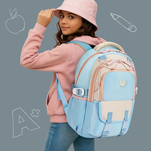Gear Cupcake 18"/32L Large Water Resistant School Bag | Casual Backpack | Daypack | Travel Backpack | Kids Bag for Boys/Girls (Blue - Cream) - Image 2