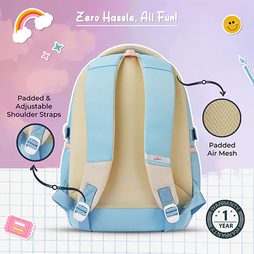 Gear Cupcake 18"/32L Large Water Resistant School Bag | Casual Backpack | Daypack | Travel Backpack | Kids Bag for Boys/Girls (Blue - Cream) - Image 4