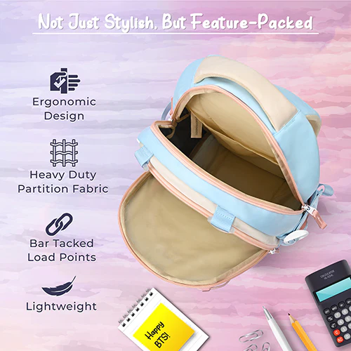 Gear Cupcake 18"/32L Large Water Resistant School Bag | Casual Backpack | Daypack | Travel Backpack | Kids Bag for Boys/Girls (Blue - Cream) - Image 8