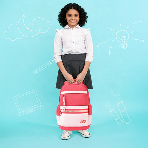 Gear Delight 18"/30L Large Water Resistant School Bag | Casual Backpack | Daypack | Travel Backpack | Kids Bag for Boys/Girls (Red - Pink) - Image 2