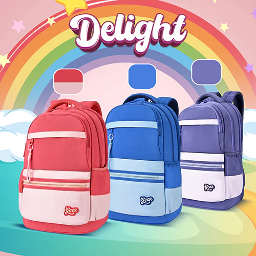 Gear Delight 18"/30L Large Water Resistant School Bag | Casual Backpack | Daypack | Travel Backpack | Kids Bag for Boys/Girls (Red - Pink) - Image 3
