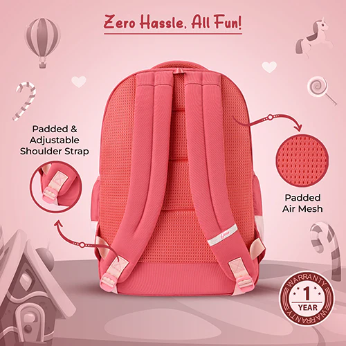 Gear Delight 18"/30L Large Water Resistant School Bag | Casual Backpack | Daypack | Travel Backpack | Kids Bag for Boys/Girls (Red - Pink) - Image 8