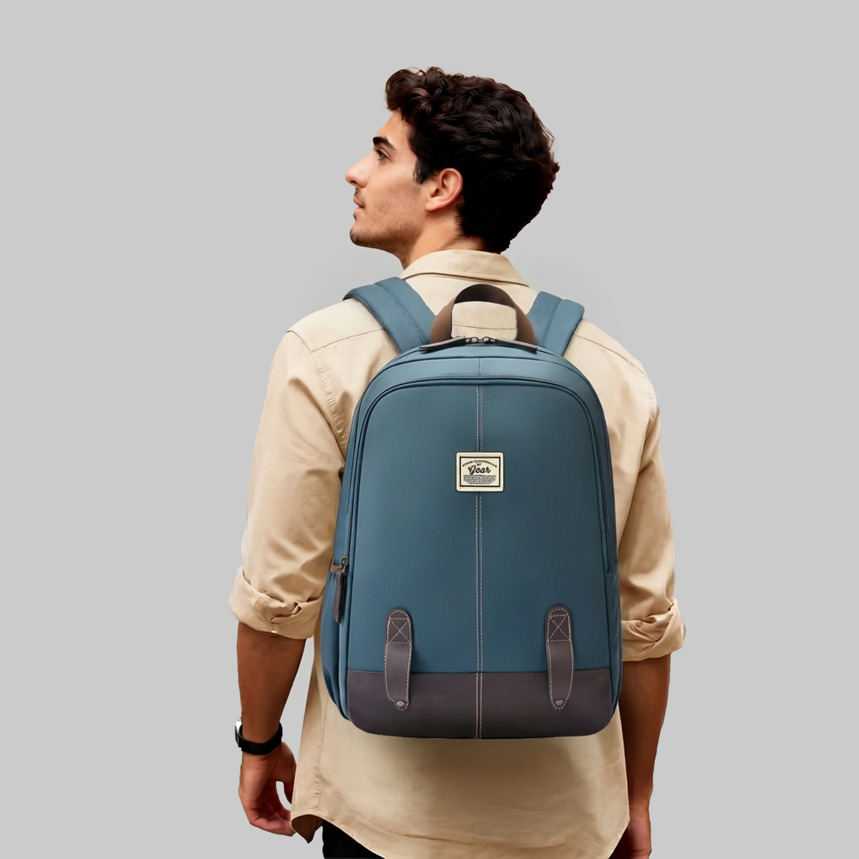Gear Eco Classic 16” Daypack | Casual Backpack | Travel backpack for Men/Women (TEAL-BROWN) - Image 2