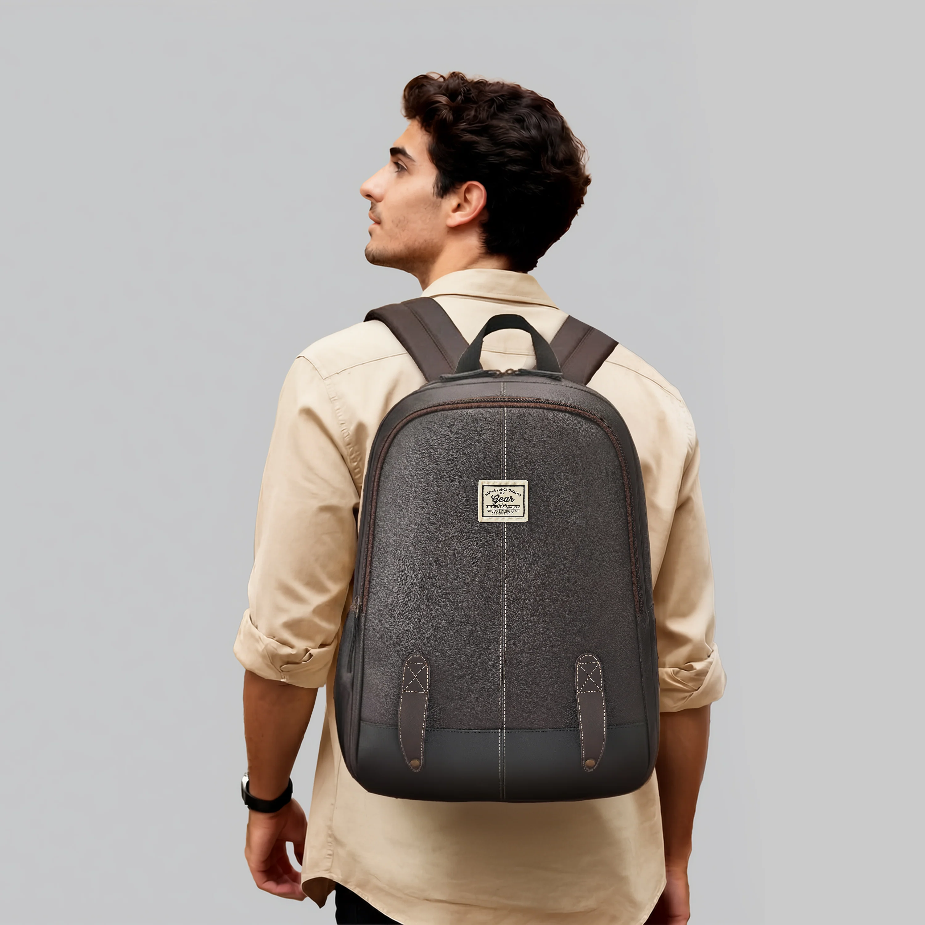 Gear Eco Classic 16” Daypack | Casual Backpack | Travel backpack for Men/Women (BROWN-BLACK) - Image 2