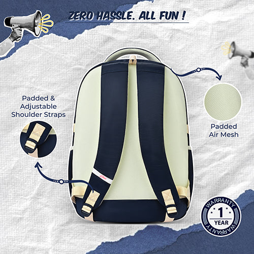 Gear Elegant 19"/35L Large Water Resistant School Bag | Casual Backpack | Daypack | Travel Backpack | Kids Bag for Boys/Girls (Navy - Beige) - Image 4