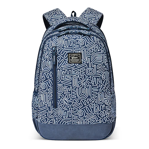 Gear Crafty Doodle 18"/32L Large Water Resistant School Bag | Casual Backpack | Daypack | Travel Backpack | Kids Bag for Boys/Girls (Navy Blue - Pastel Blue)