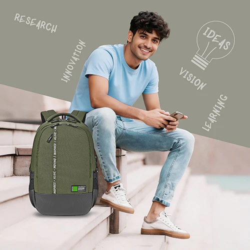 Gear Inspired 19"/36L Large Water Resistant School Bag | Casual Backpack | Daypack | Travel Backpack | Kids Bag for Boys/Girls (Olive - Black) - Image 2