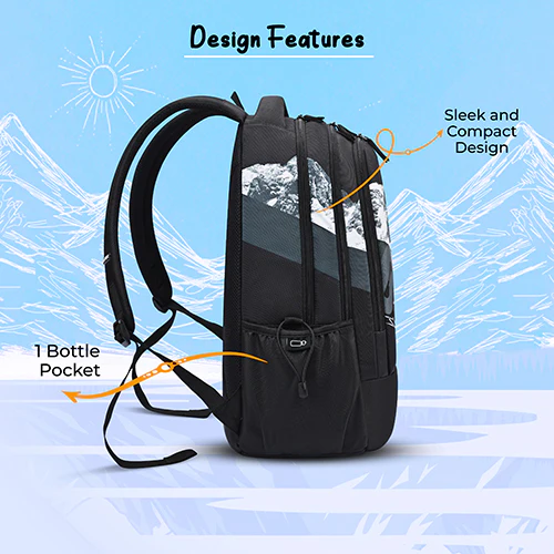 Gear New Alpine 19"/36L Large Water Resistant School Bag | Casual Backpack | Daypack | Travel Backpack | Kids Bag for Boys/Girls (Black - Black) - Image 3