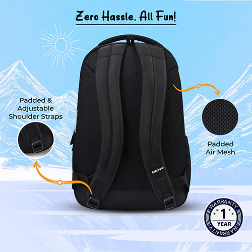 Gear New Alpine 19"/36L Large Water Resistant School Bag | Casual Backpack | Daypack | Travel Backpack | Kids Bag for Boys/Girls (Black - Black) - Image 4