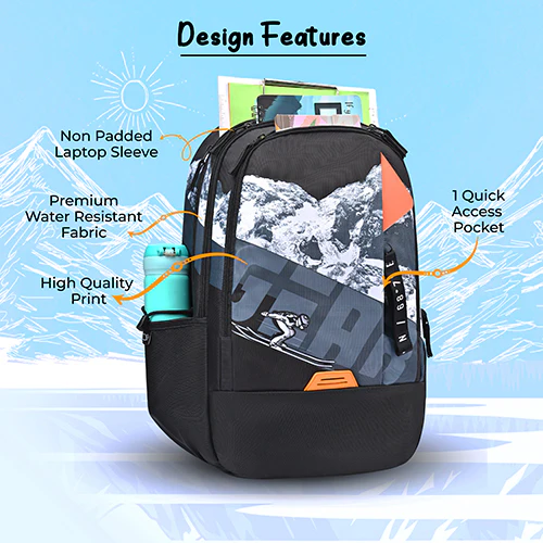 Gear New Alpine 19"/36L Large Water Resistant School Bag | Casual Backpack | Daypack | Travel Backpack | Kids Bag for Boys/Girls (Black - Black) - Image 6